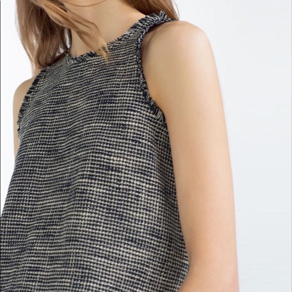 Zara | Tops | Zara Black And White Tweed Crop Top M | Poshmark